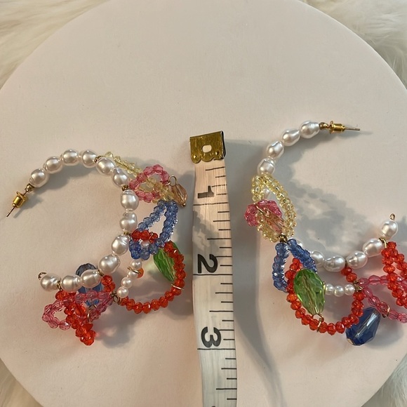 Zara Pearl Hoop Earrings - Picture 11 of 13